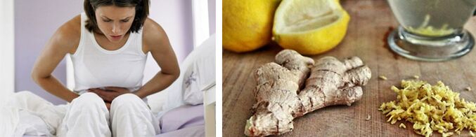 pain in the abdomen with parasites and ginger with lemon to remove them