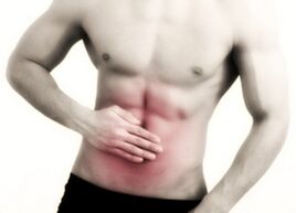 Abdominal pain with the lesion of the sovereign